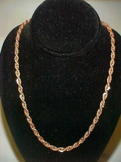 2 VINTAGE COPPER COATED STEEL 4mm. THICK ROPE CHAIN 16″ NECKLACES N61