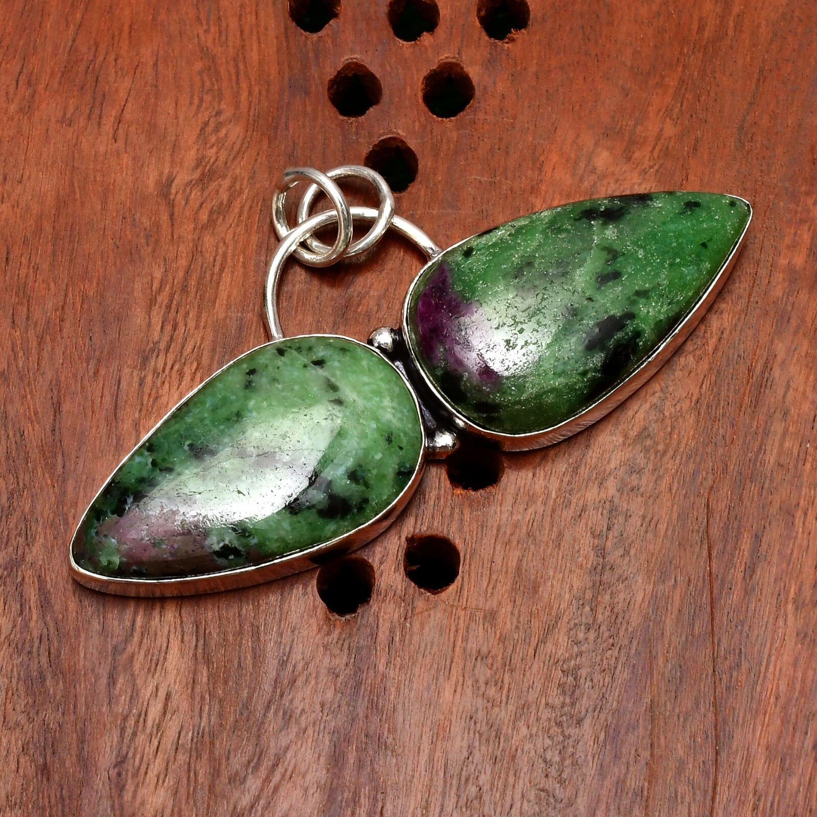 Ruby Zoisite Gemstone 925 Sterling Silver Handmade Jewelry Pendant 1.56″