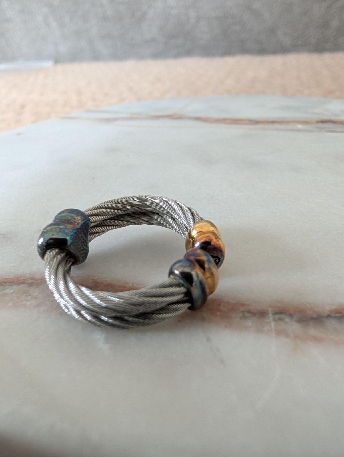 Vintage Charriol Stainless Steel Cable Heart Ring Sz US 6-7
