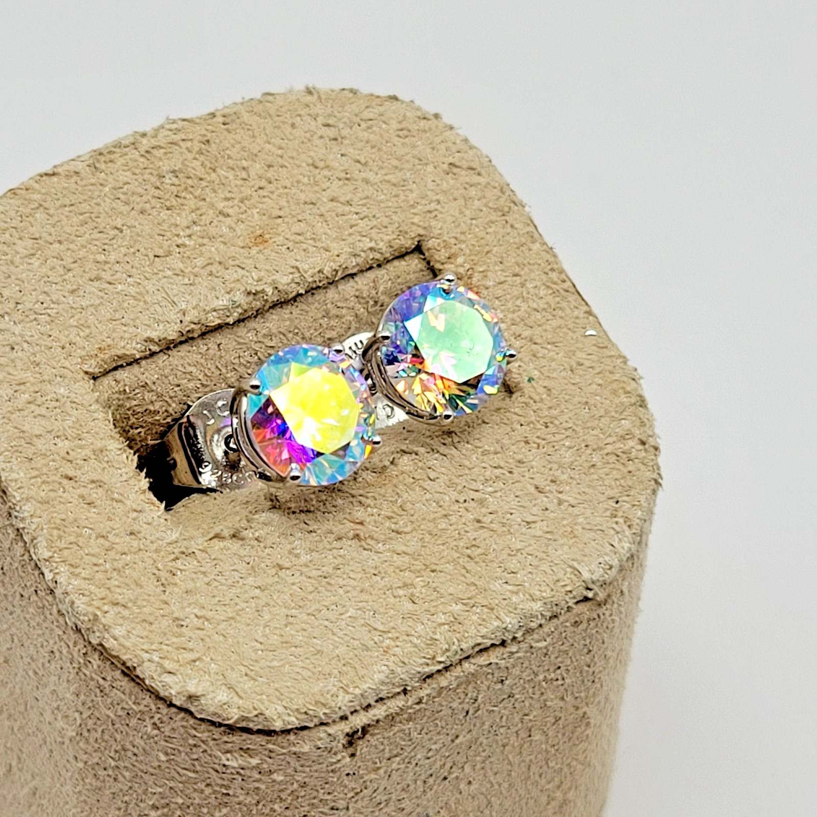 JTV Bella Luce Aurora Borealis Collection Sterling Silver Solitaire Earrings