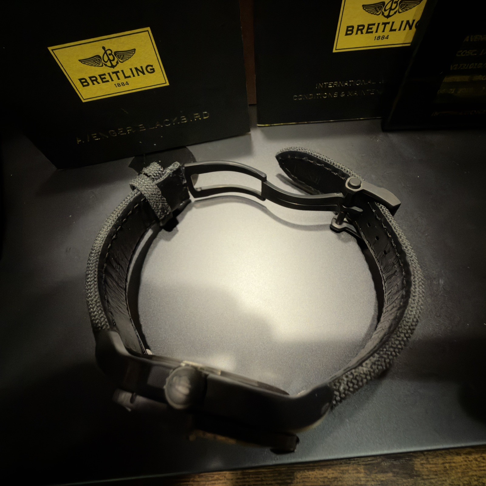 Breitling Avenger Blackbird 48MM Titanium Canvas Strap Men’s Watch V1731010 BD12
