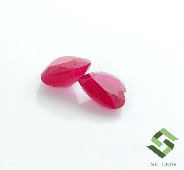 7.50×7.50 mm Certified Natural Ruby Heart Shape Cut Pair 3.38 CTS Loose Gemstone