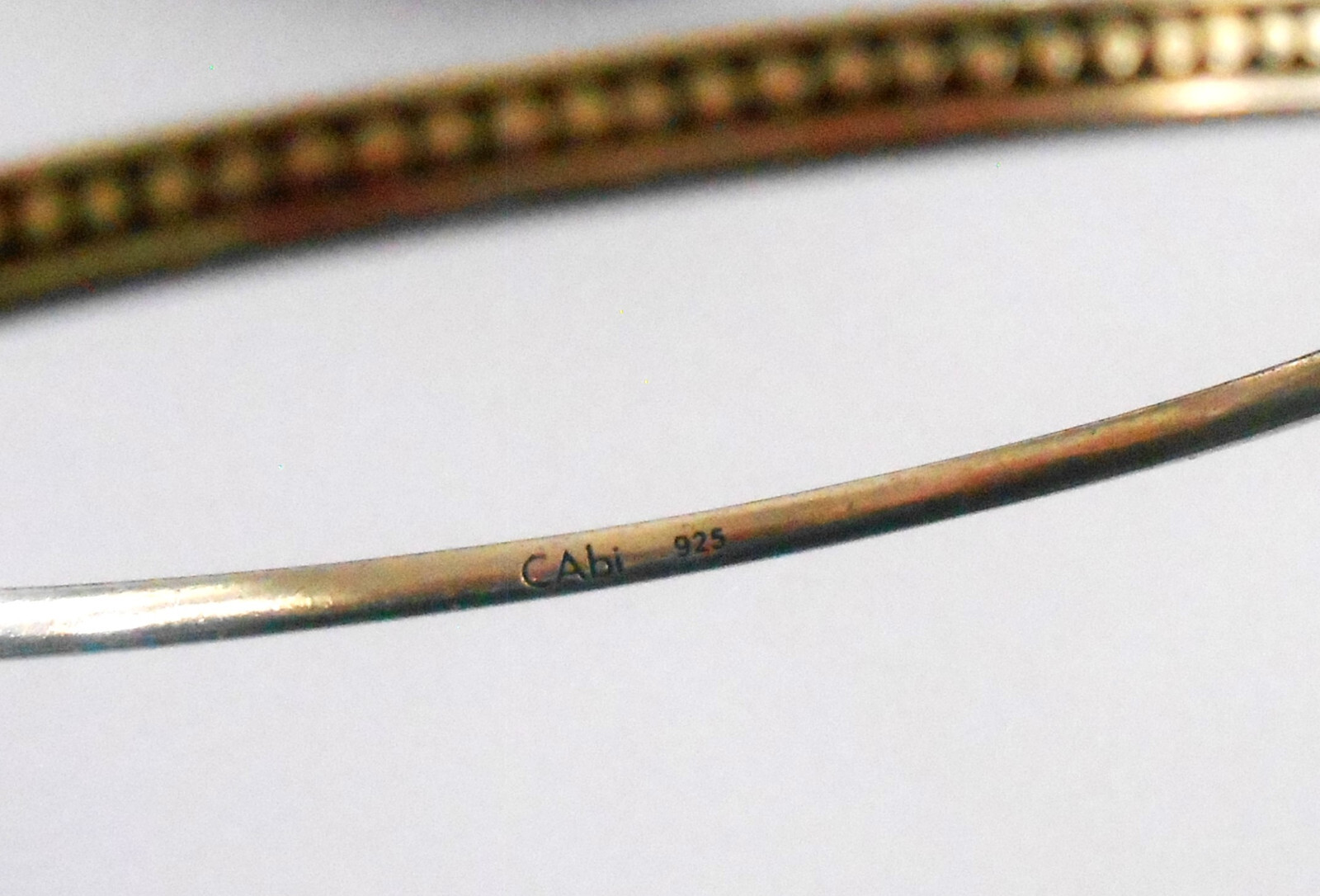 CAbi 925 STERLING SILVER GOLD TONE DOT DESIGNER BANGLE BRACELET- FREE SHIPPING!
