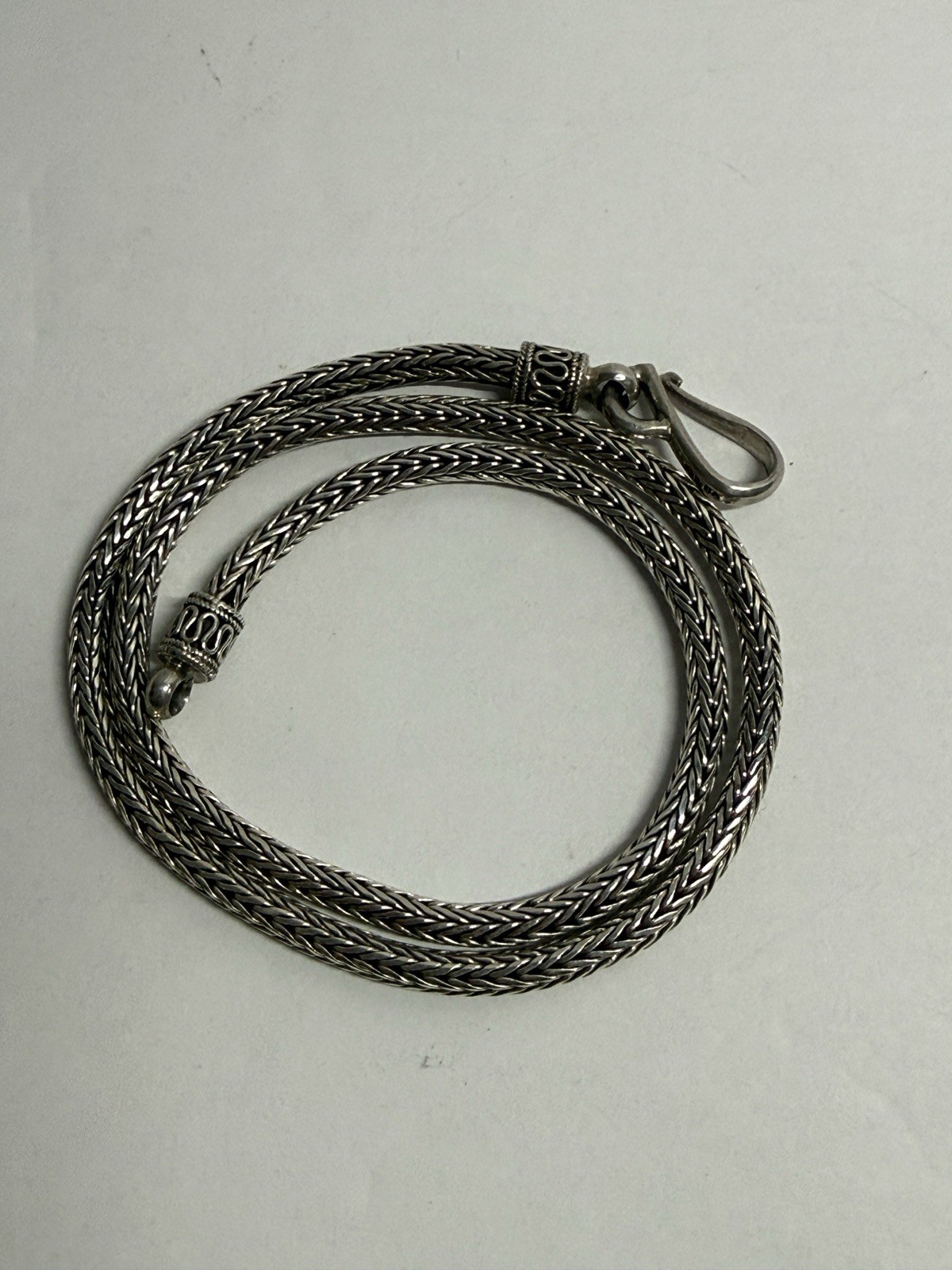 Solid 925 Sterling Silver Heavy Foxtail Weave Chain Necklace – 18 inches Length