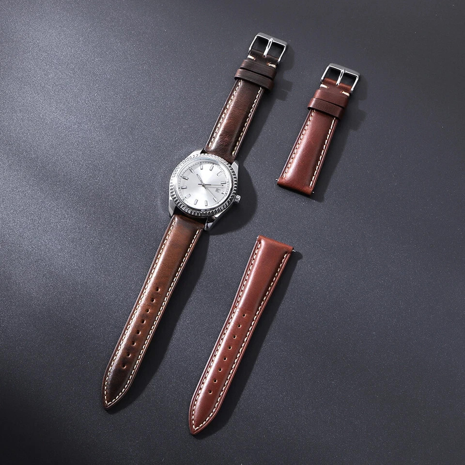 18mm 19mm 20mm 21mm 22mm Men’s Genuine Leather Watch Strap Band Quick Release
