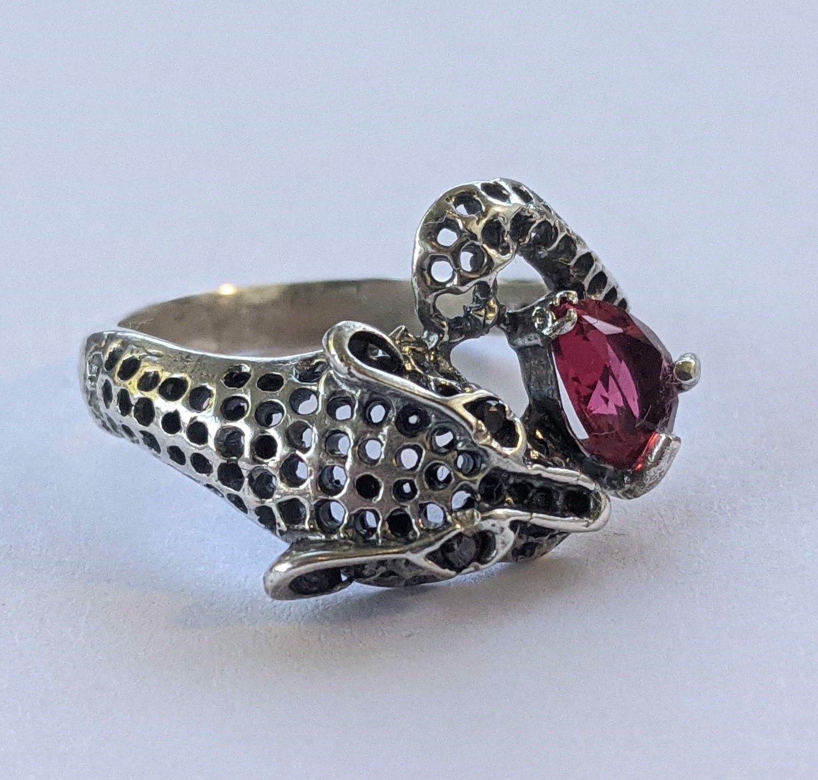 Vintage ring sterling silver 925 Size 9 Weight 4.48 g. Ukrainian jewelry.