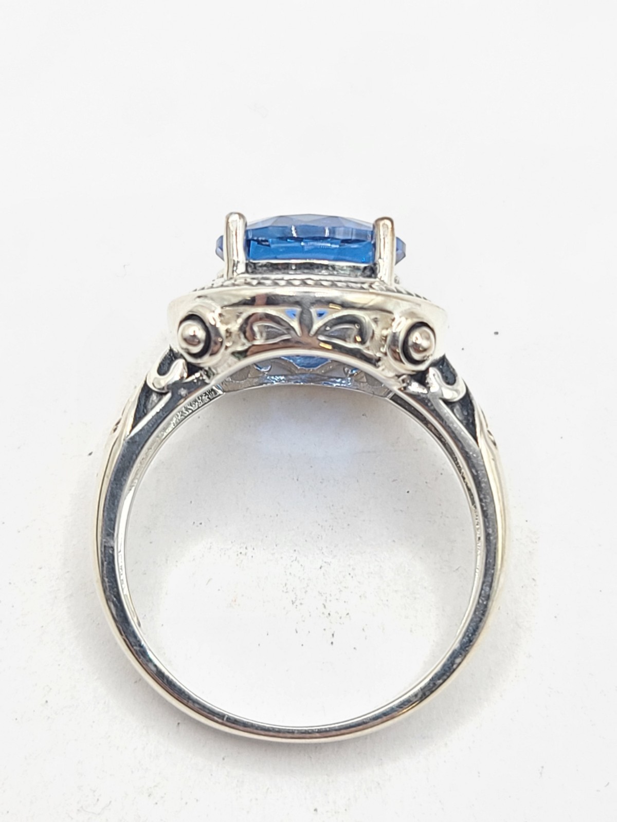 JTV Blue Lab Created Spinel Rhodium Over Sterling Silver Ring 3.27ctw sz 8