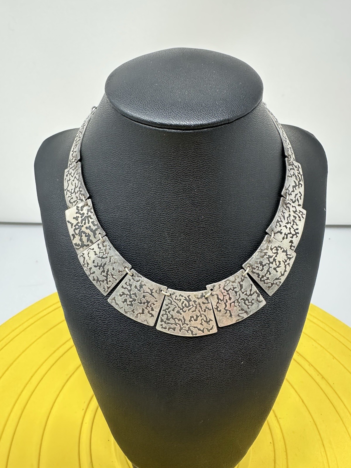 Sterling Silver Anna Halasi 13 Panel Elephant Print Choker Necklace 42g 16 Inch