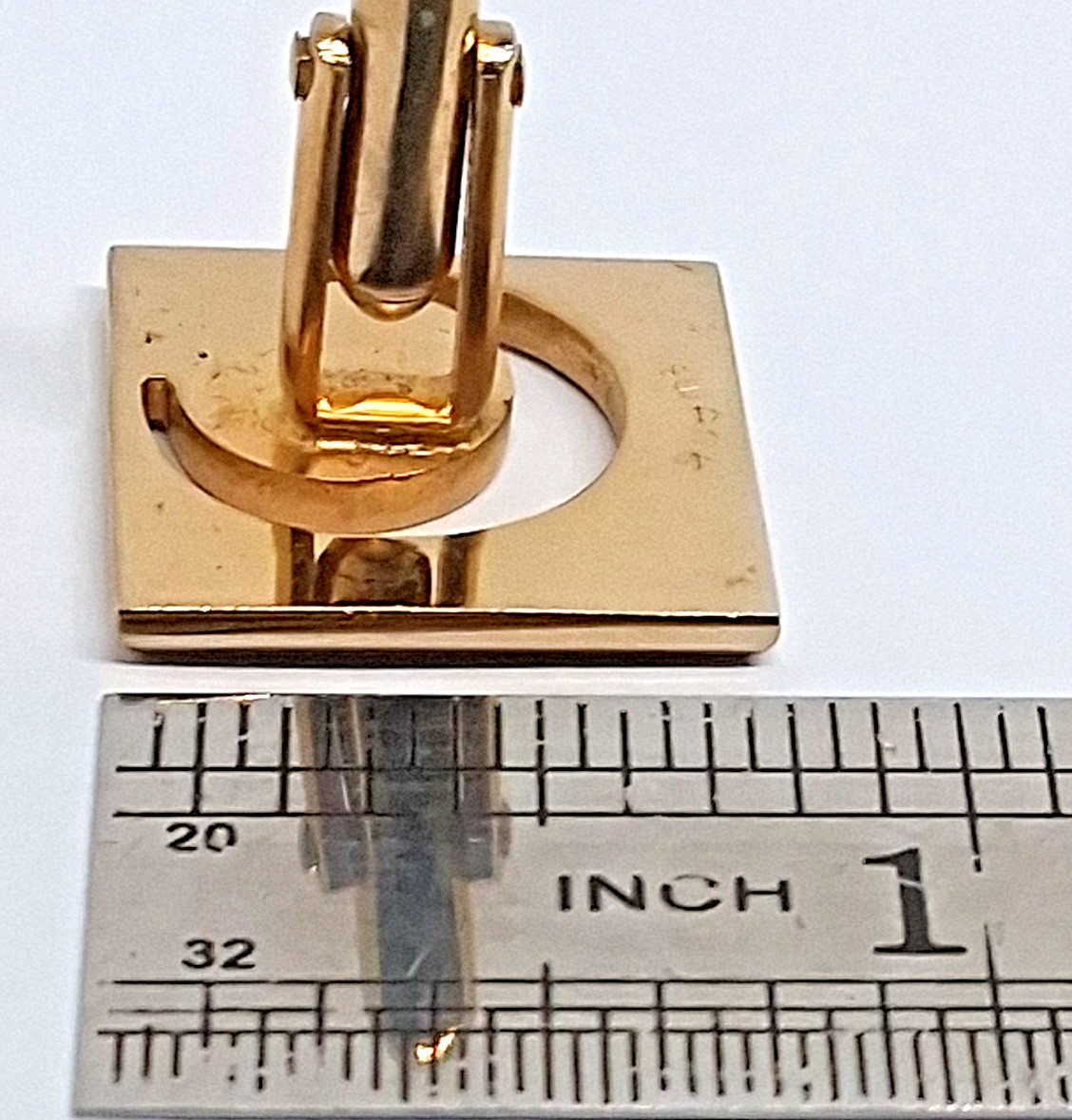 Vintage Swank Gold Tone Square with Crescent Outline and Star Center Cufflinks