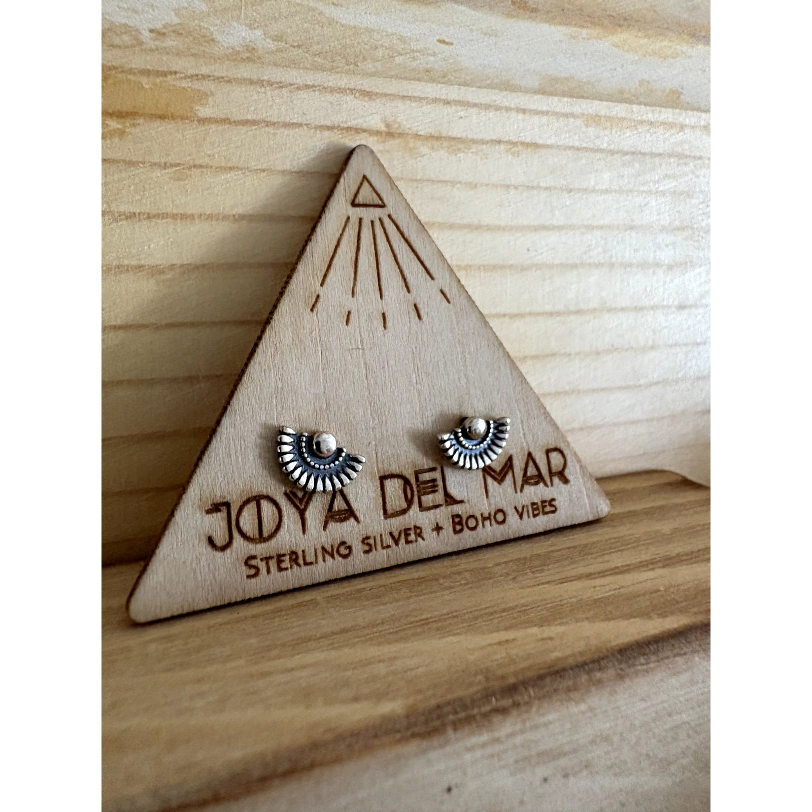 Joya Del Mar 925 Sterling Silver Tribal Sun Stud Earrings Fan Sunburst Boho