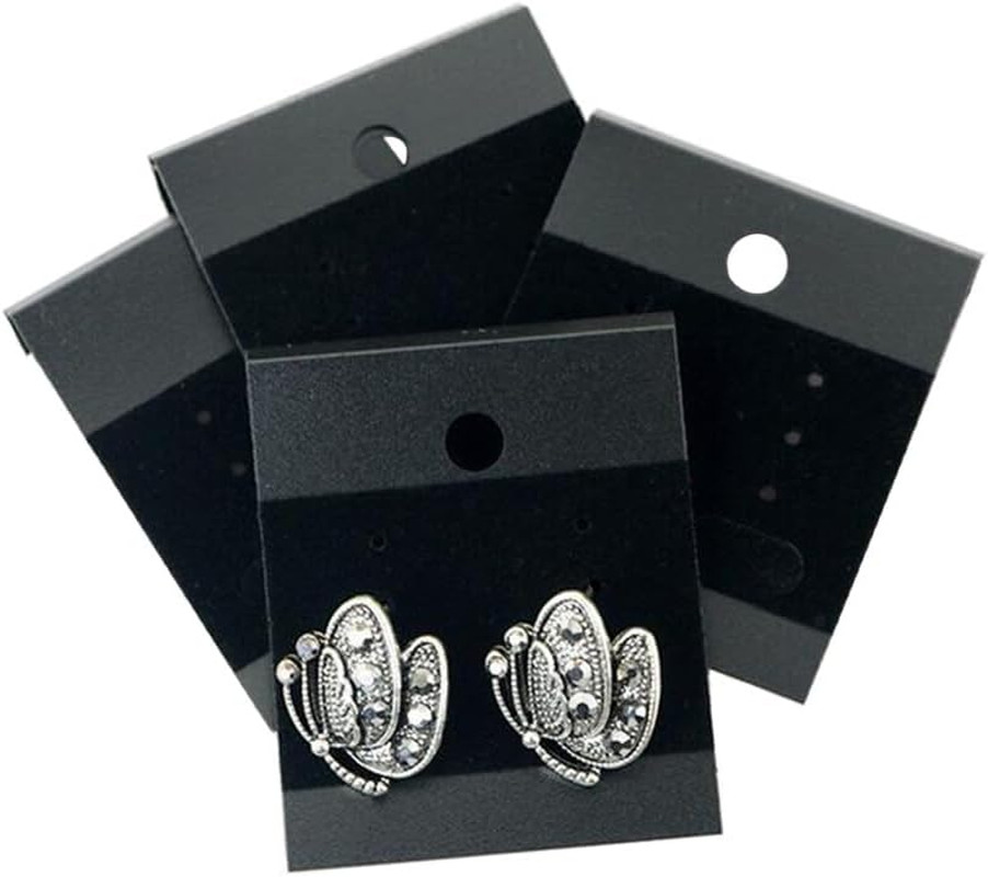 100Pcs 1.8 x 2 inch Black Velvet Plastic Hanging Earring Cards Earring Card Hold