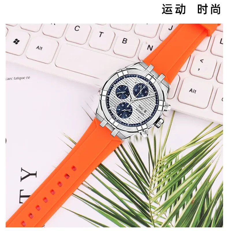 Silicone Watch Straps For MAURICE LACROIX AIKON AI6008 6007 6038 Steel Adapter