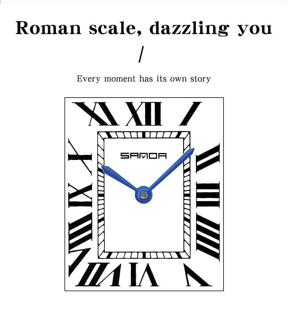 Fashion Roman Time scale 1108 Rectangular Couple Frank Watch Silver Luxur