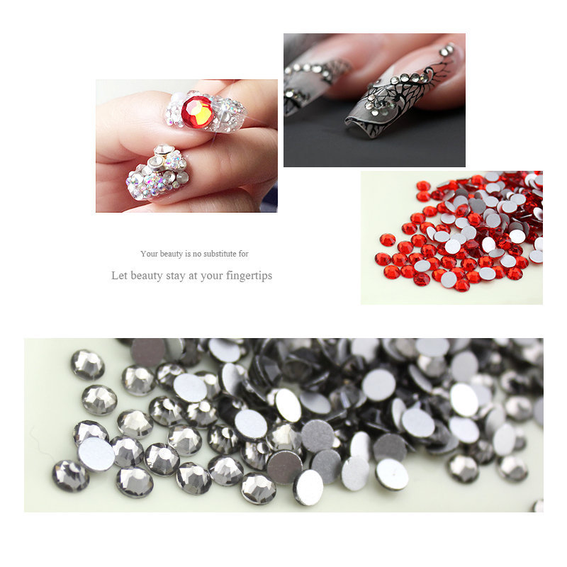 Rose Gold Nail Art Rhinestones FlatBack Glitter Crystal Gems Tips DIY Decoration