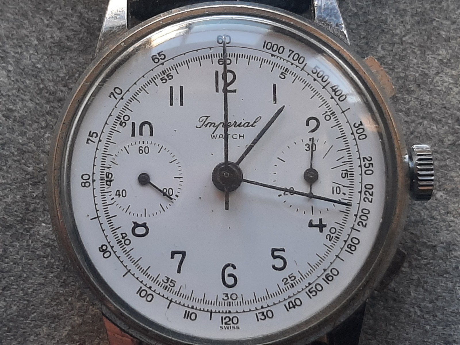 RARE IMPERIAL WATCH MANUAL CHRONOGRAPH 1950s Cal. LANDERON 52 Column Wheel