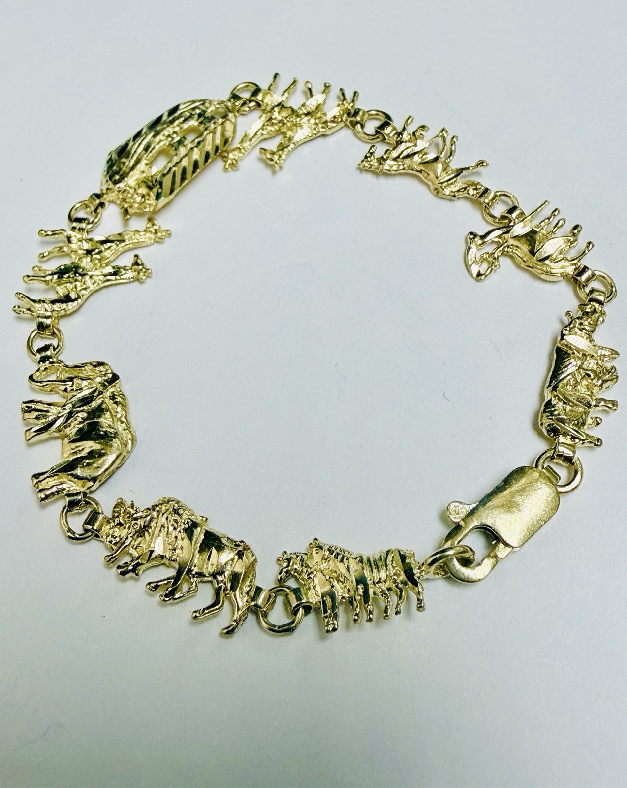 10K Solid Yellow Gold Noah’s Ark Bracelet ~ 7 Inches~ 8.2 Grams