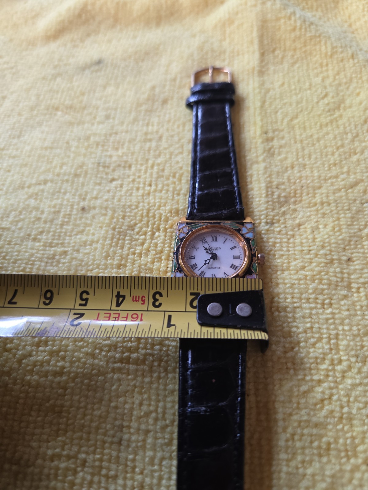 WELMA Women Square Floral CLOISONNÉ Enamel Roman Dial 6.5″ WRIST