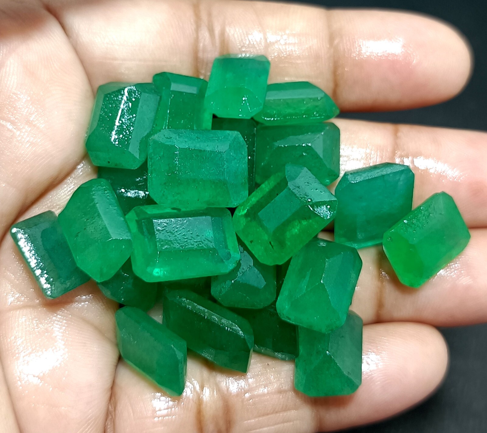 50 Ct NATURAL Colombian Emerald Certified Emerald Cut GEMSTONE Mix Size LOT