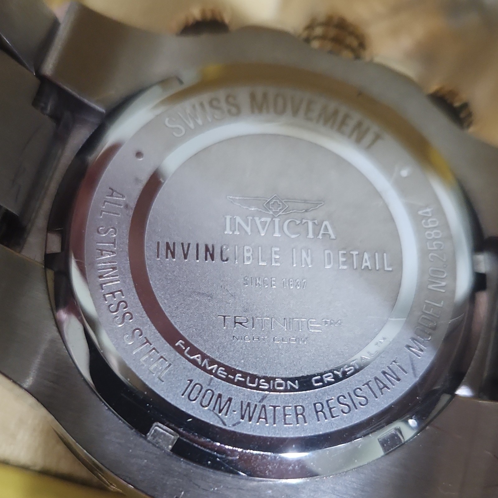Invicta 25864 Quartz Chronograph 100m Two-Tone SS Bracelet Date Box