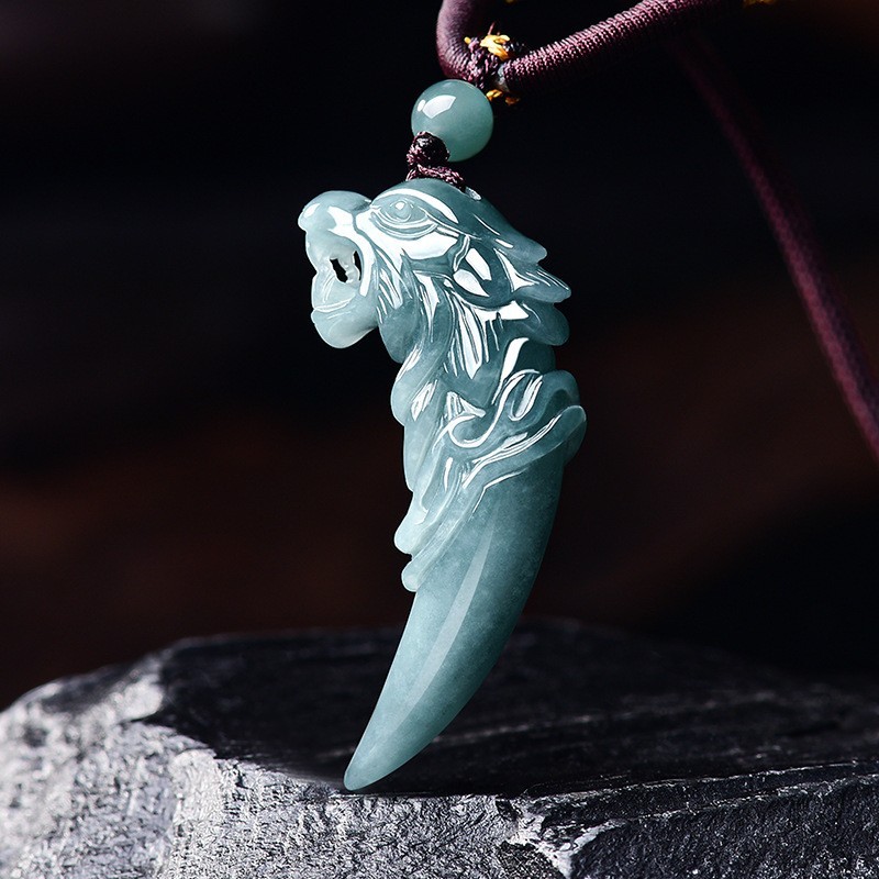 Premium Natural A Grade Ice Blue Water Jadeite Priest Pendant Unisex Necklace A8