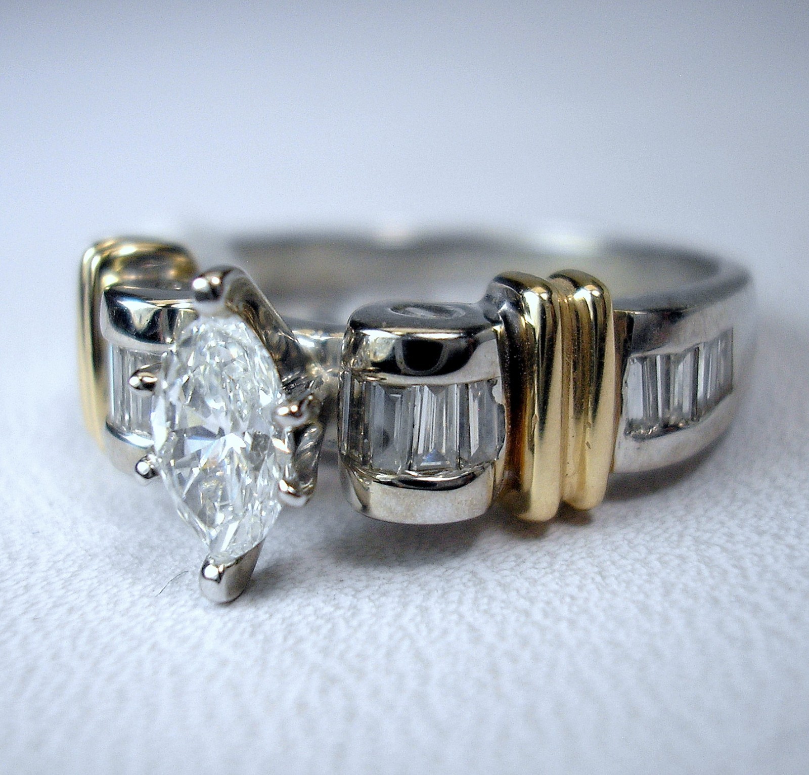 0.36 ct Marquise 0.61 ctw Natural Diamond 14KTT Engagement Ring Was $1,995 Video