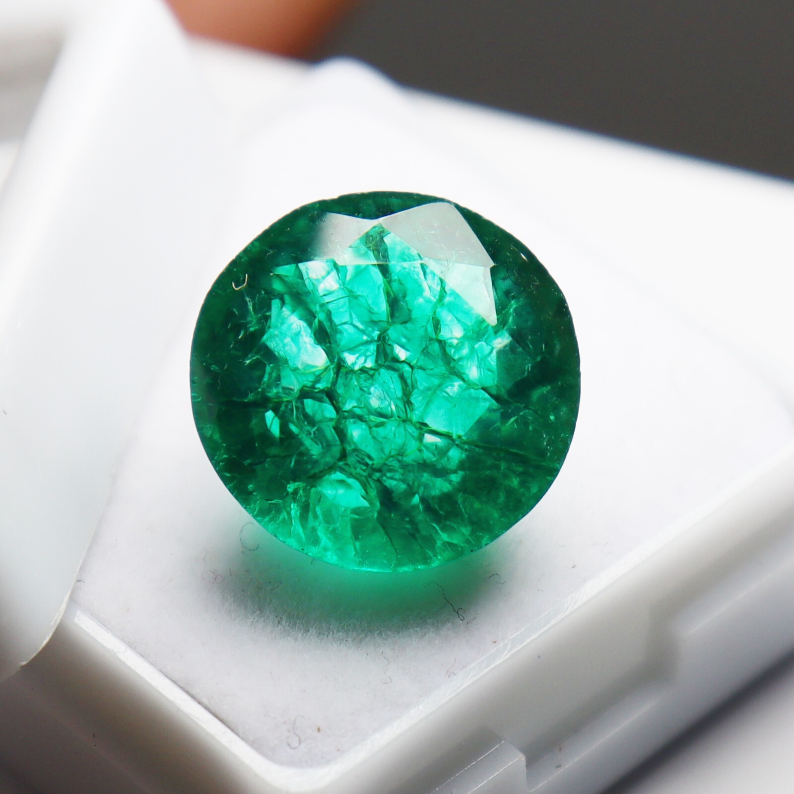 9.55 Ct Natural Rare Round Cut Colombian Green Emerald Certified Loose Gemstone