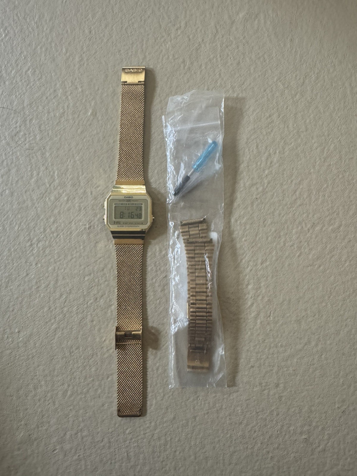 Casio A700WMG-9A Digital Watch Gold Mesh Band 37mm Quartz Unisex New