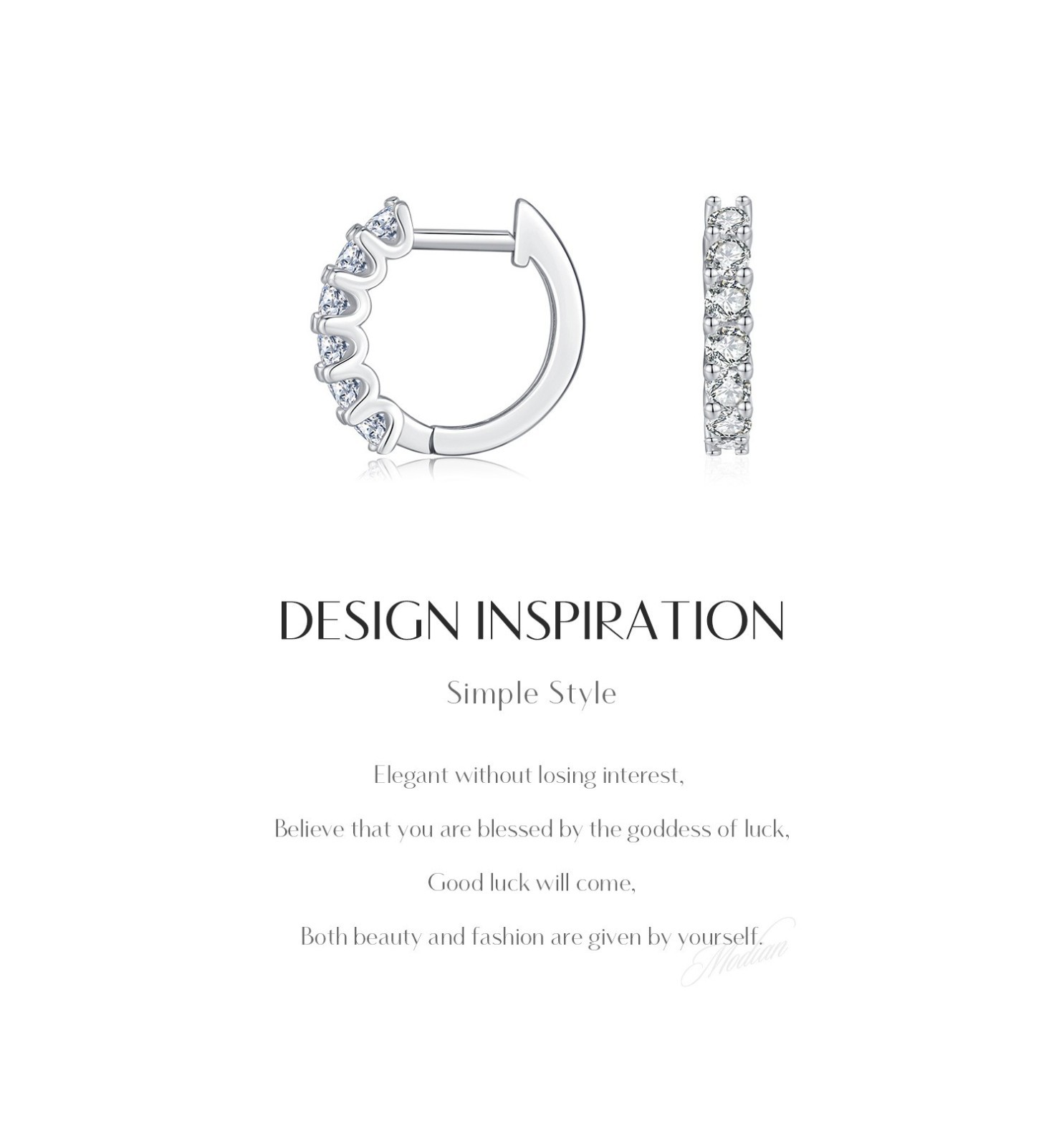 925 Sterling Silver D Color VVS1 Moissanite Pave Huggie Hoop Earrings