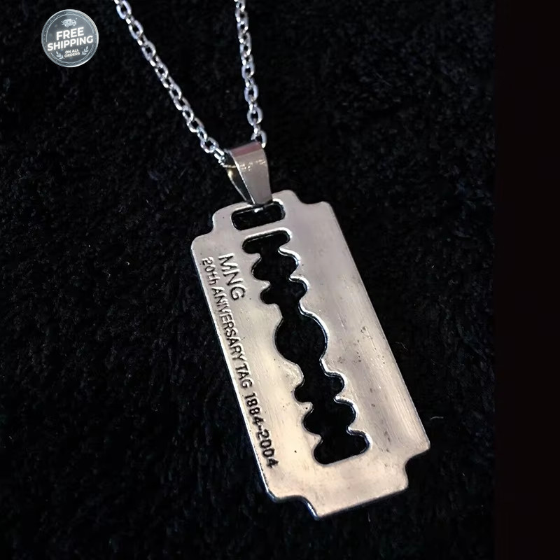Razor Blade Pendant Necklace for Women Men Vintage Punk Goth Gothic Steampunk…