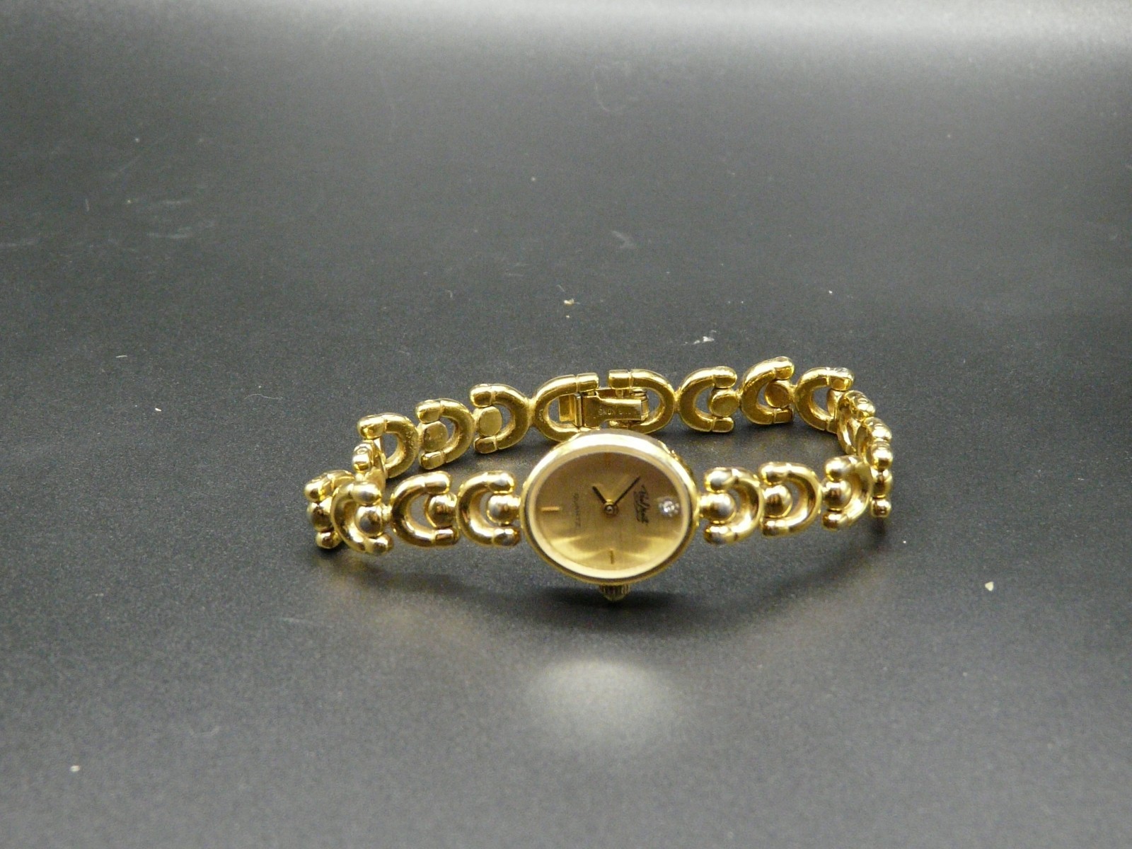 VTG Vintage Paul Maret Ladies Women Watch Gold Tone Link Bracelet Gemstone Dial