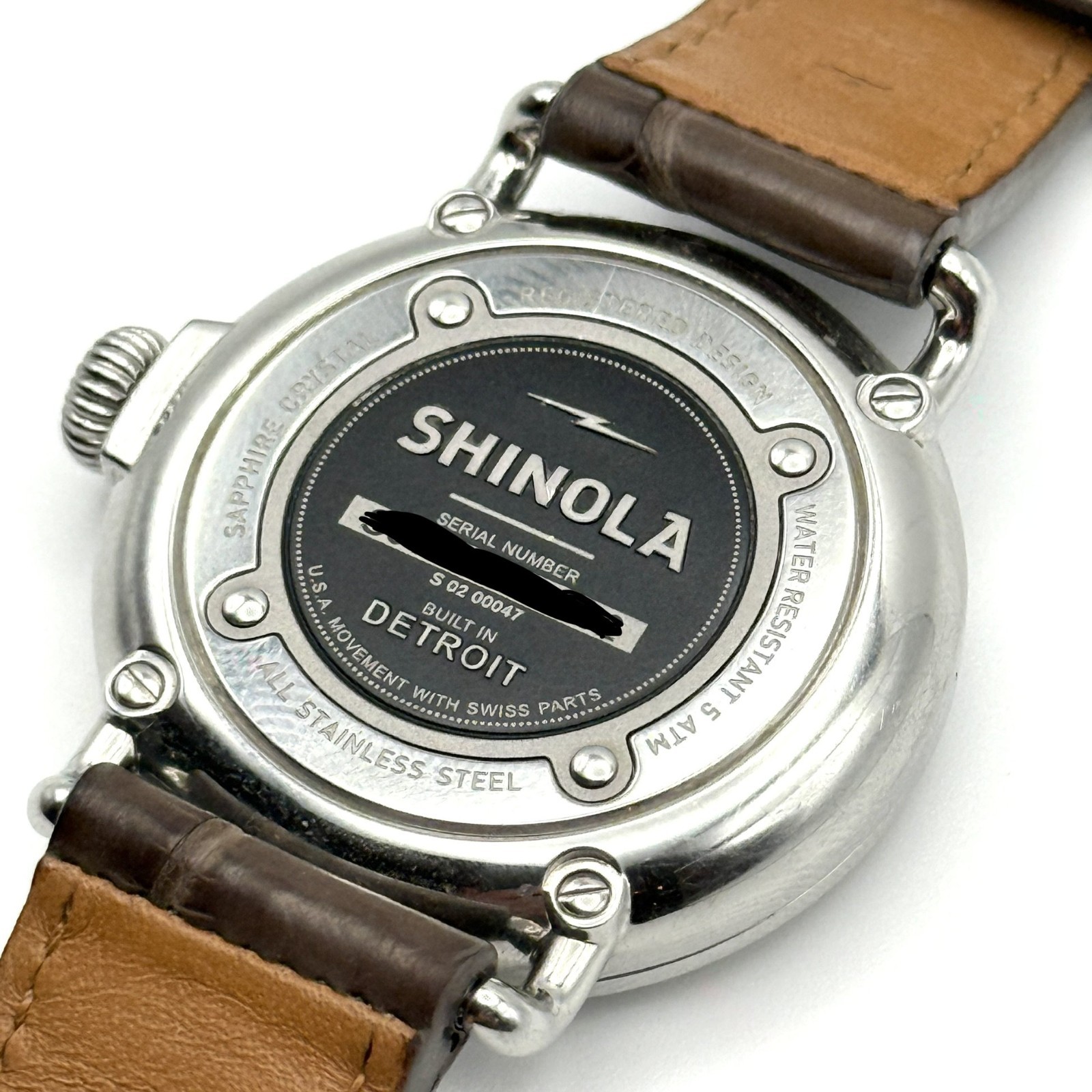 Shinola The Runwell Argonite 1069 Watch with Alligator Band *WORKS*