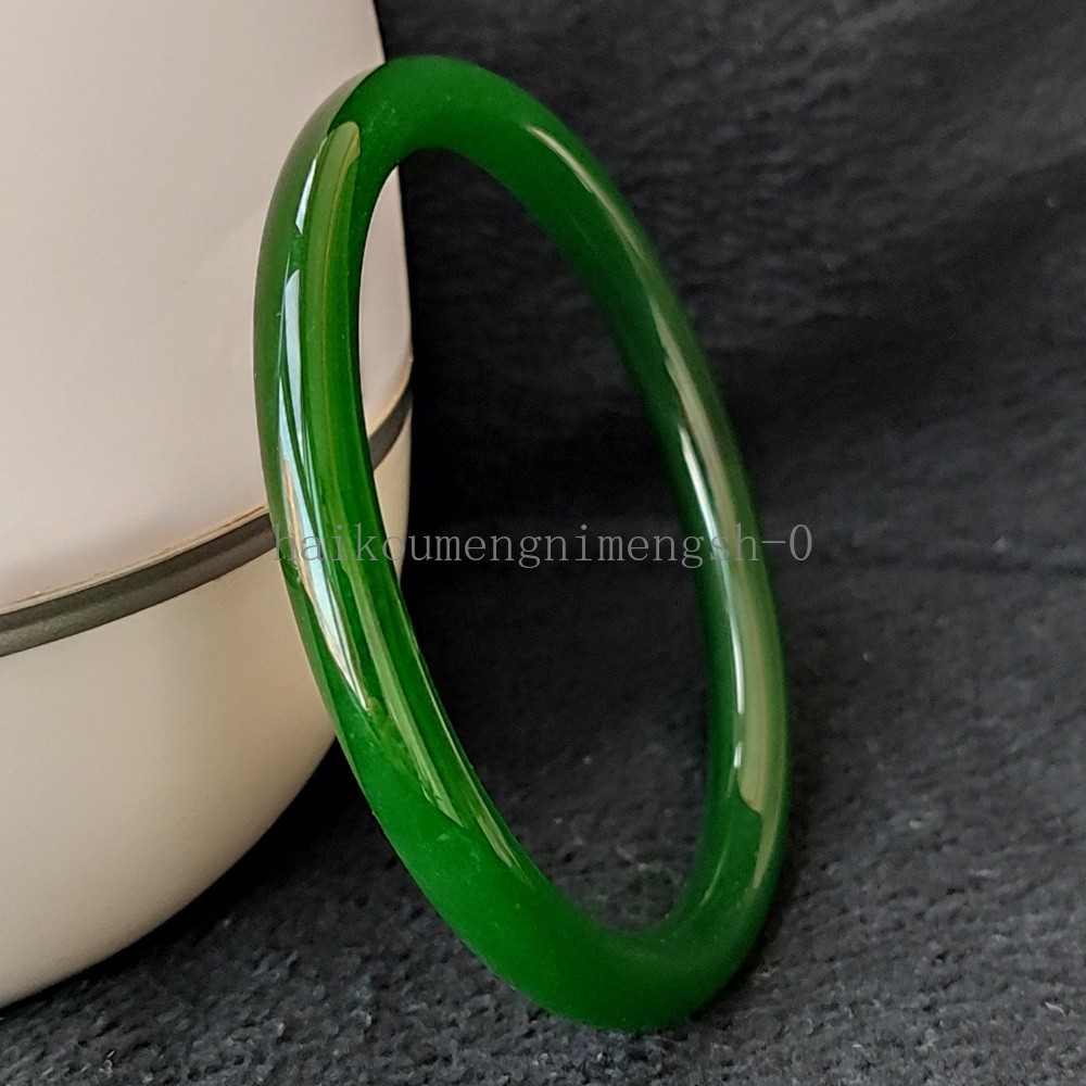 Certified Green 69mm Natural HeTian Jade Jasper Circle Big Bangle Bracelet 7977