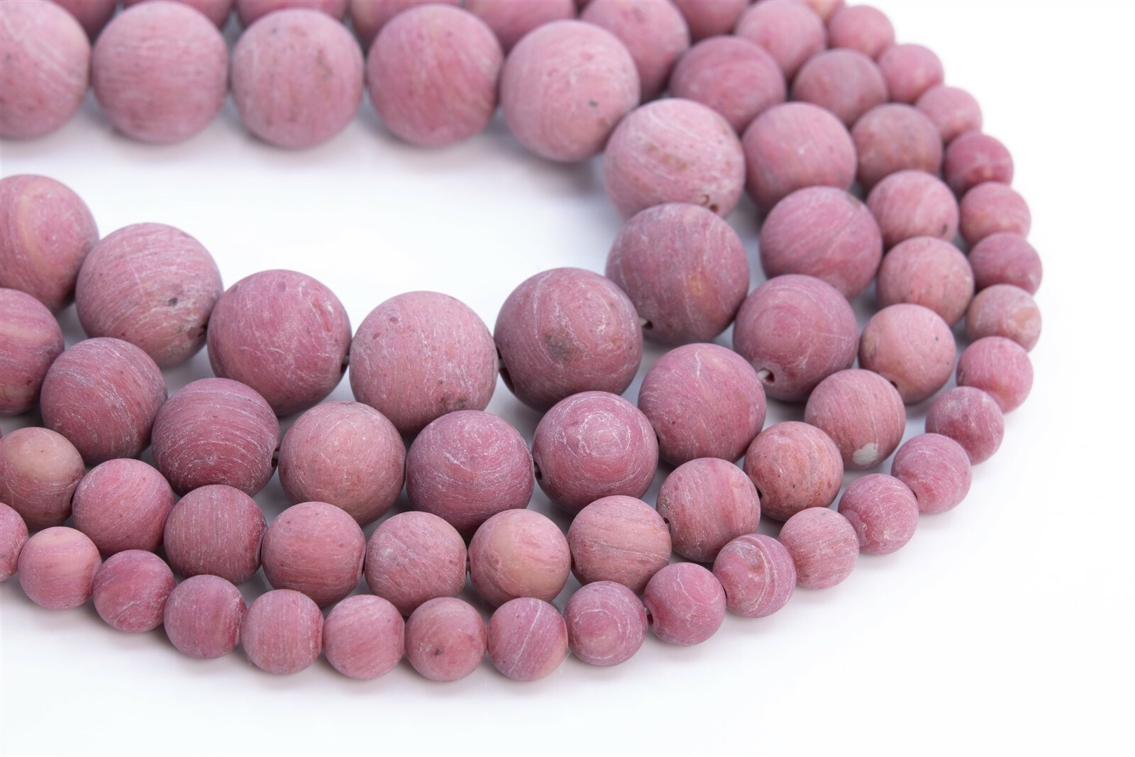 Natural Matte Rose Pink Rhodonite Grade AAA Round Bead 4-5/6-7/8-9/10-11/12-13MM