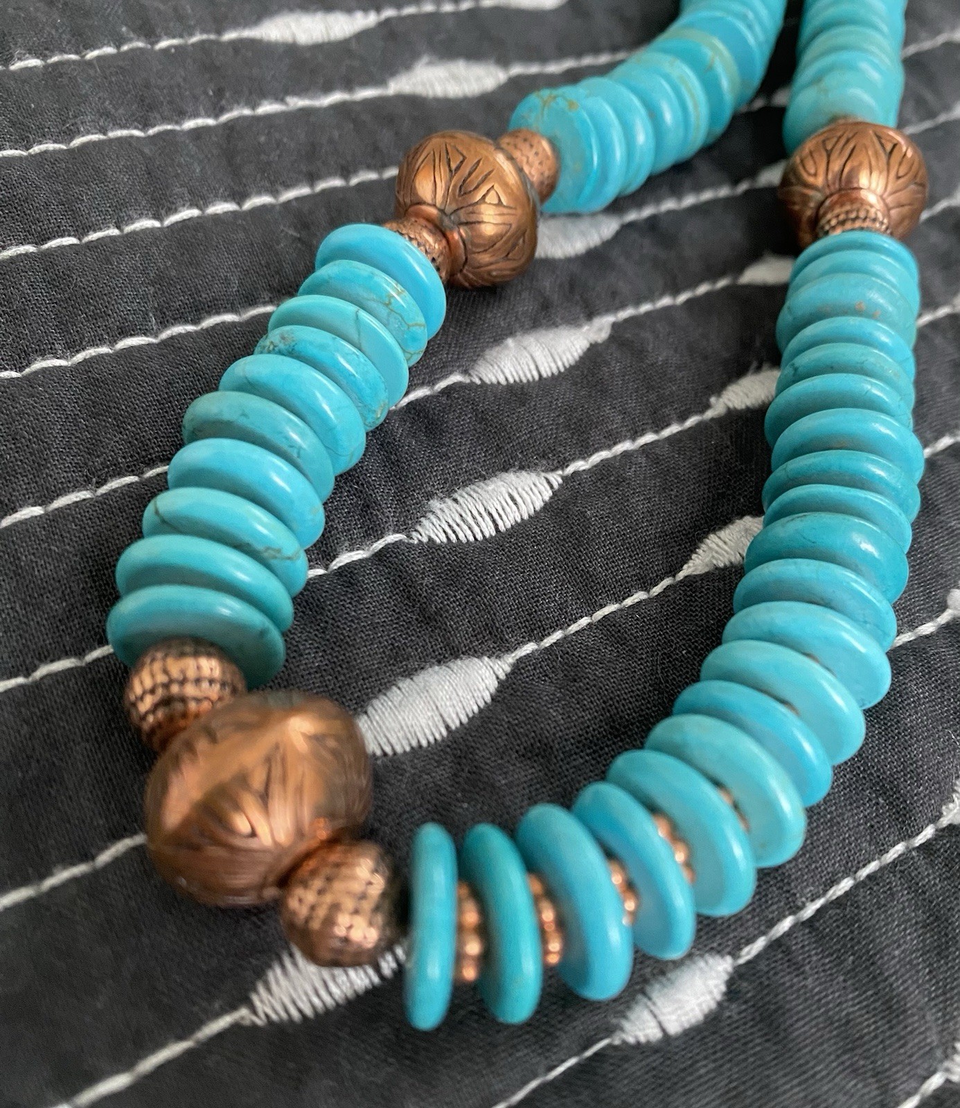 Turquoise And Copper Handcrafted Necklace