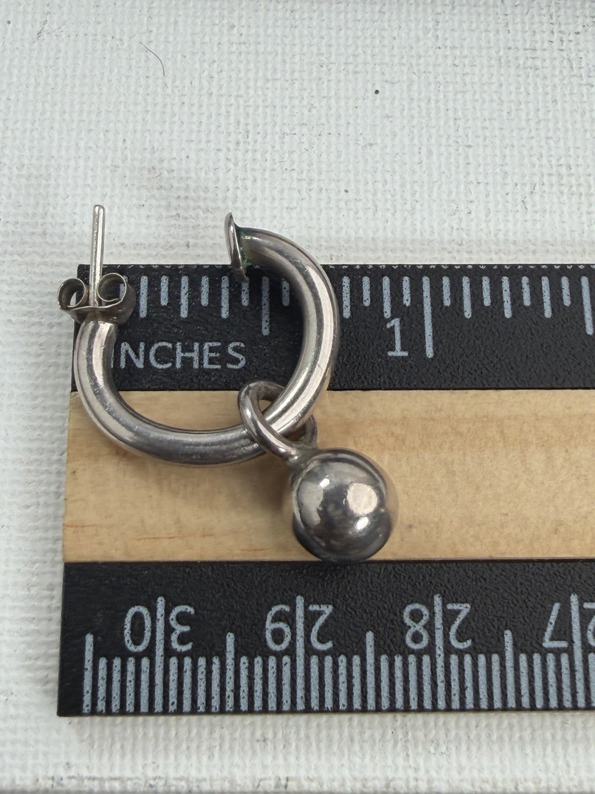 Vintage Two In One Sterling Silver Half Hoop Earrings With Removable Ball Bead