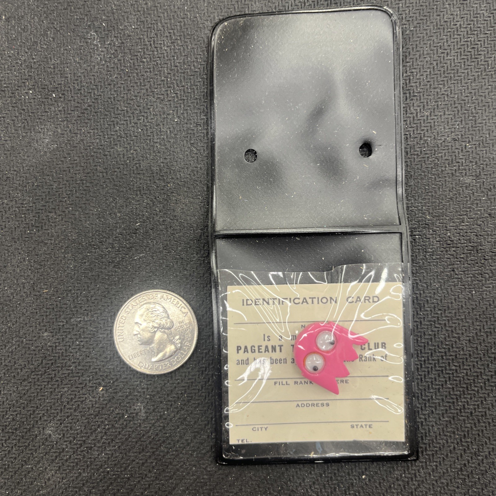 Vintage Pacman Ghost Pink enamel pin lapel tie tack Goggly eyes