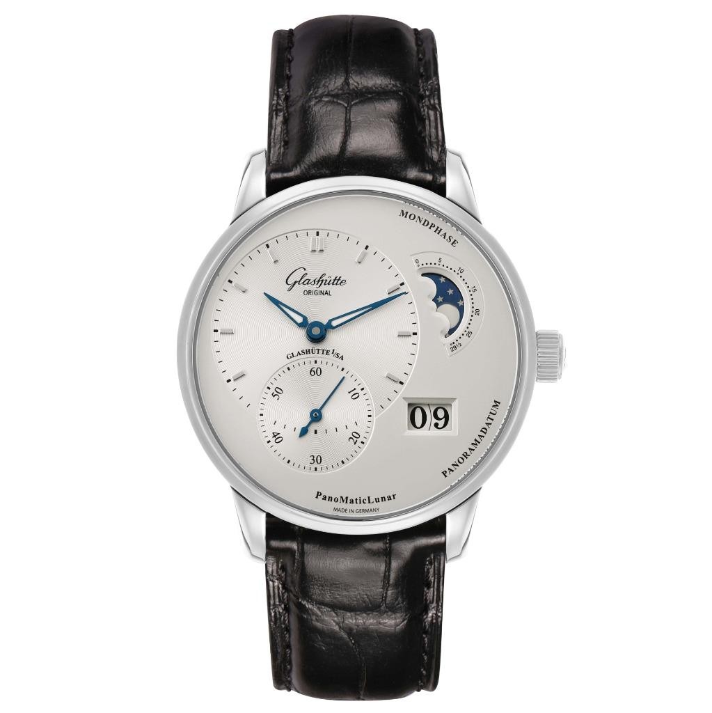 Glashutte PanoMaticLunar Steel Silver Dial Mens Watch 1-90-02-42-32-61
