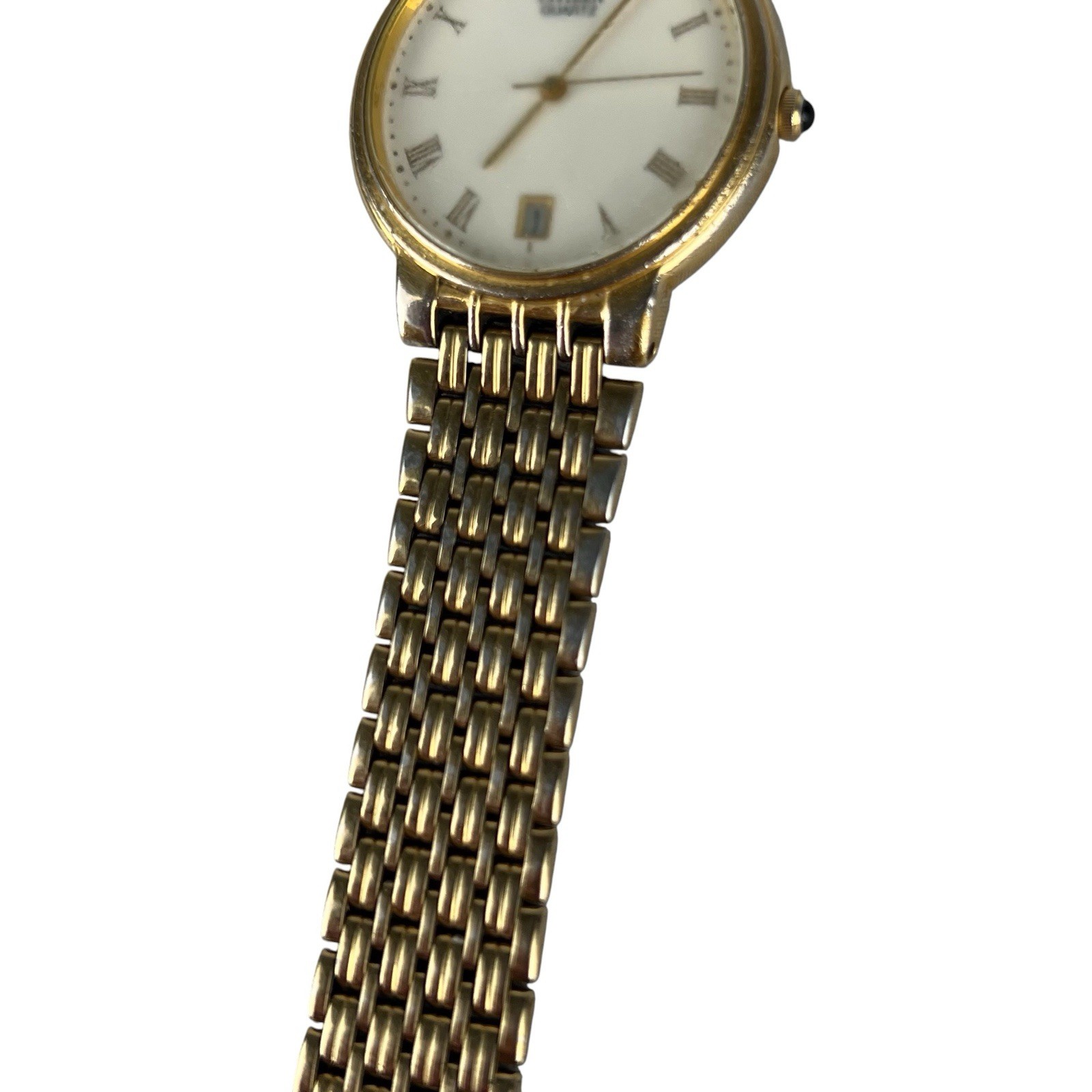 Vintage Citizen Quartz Gold Tone Watch Roman Numeral Date Classic Dress