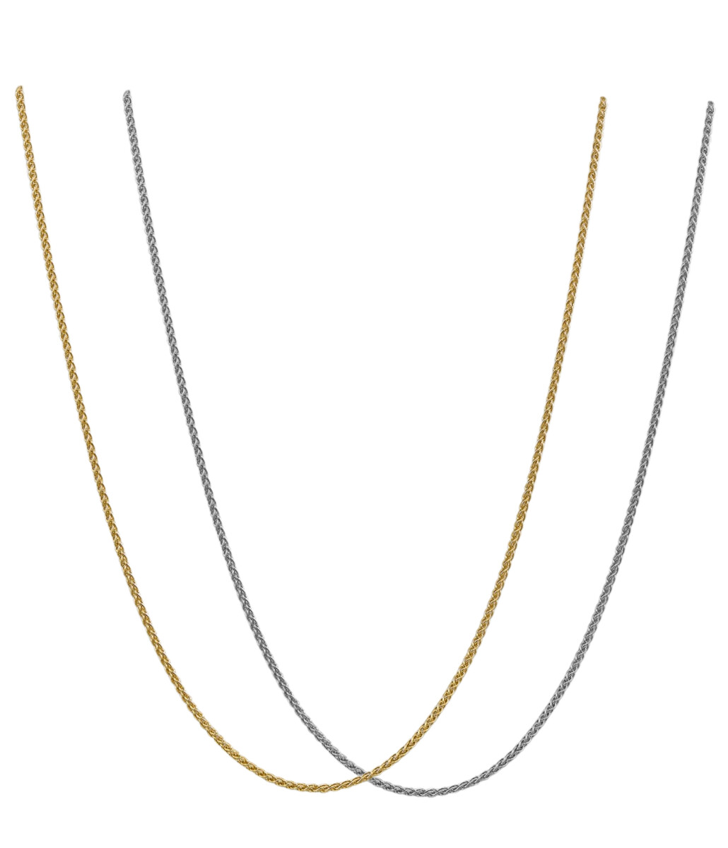 Spiga Link Pendant Chain – 14K Yellow and White Gold – 0.8mm, 1mm, 1.25mm, 1.65m