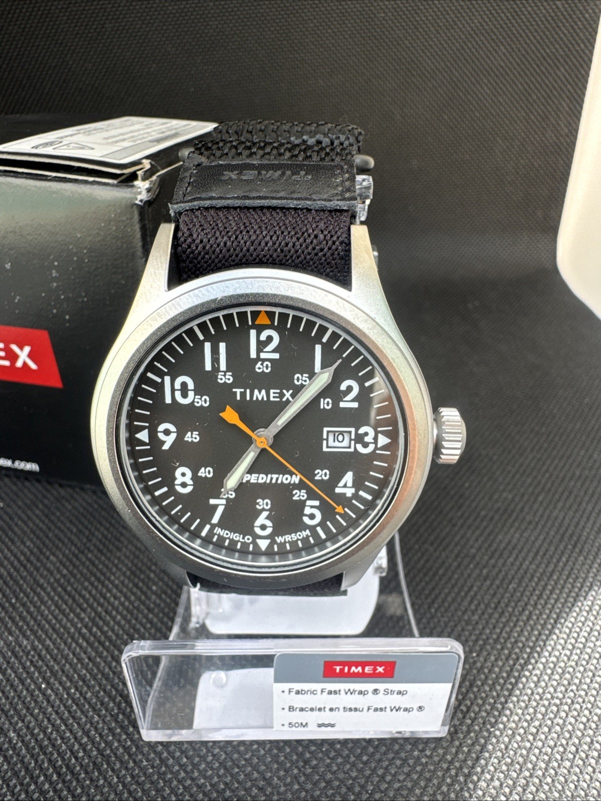 TIMEX TW4B29600 Expedition Scout Black Dial Black Fabric Fast Wrap Strap