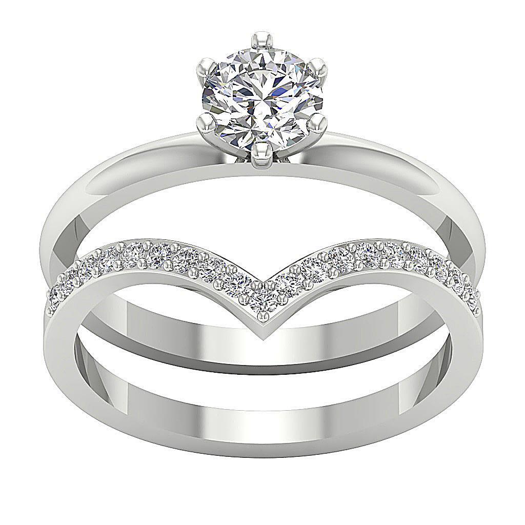 I1 G 1.10 Ct Natural Diamond 14k White Gold 11.00MM Bridal Anniversary Ring Set