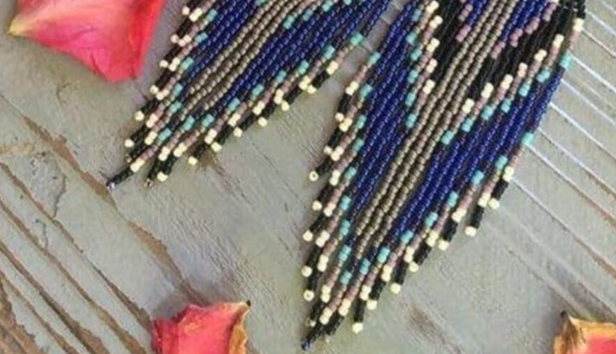 Tribal Earrings Native Large Boho American Seed Beads Handmade Earring