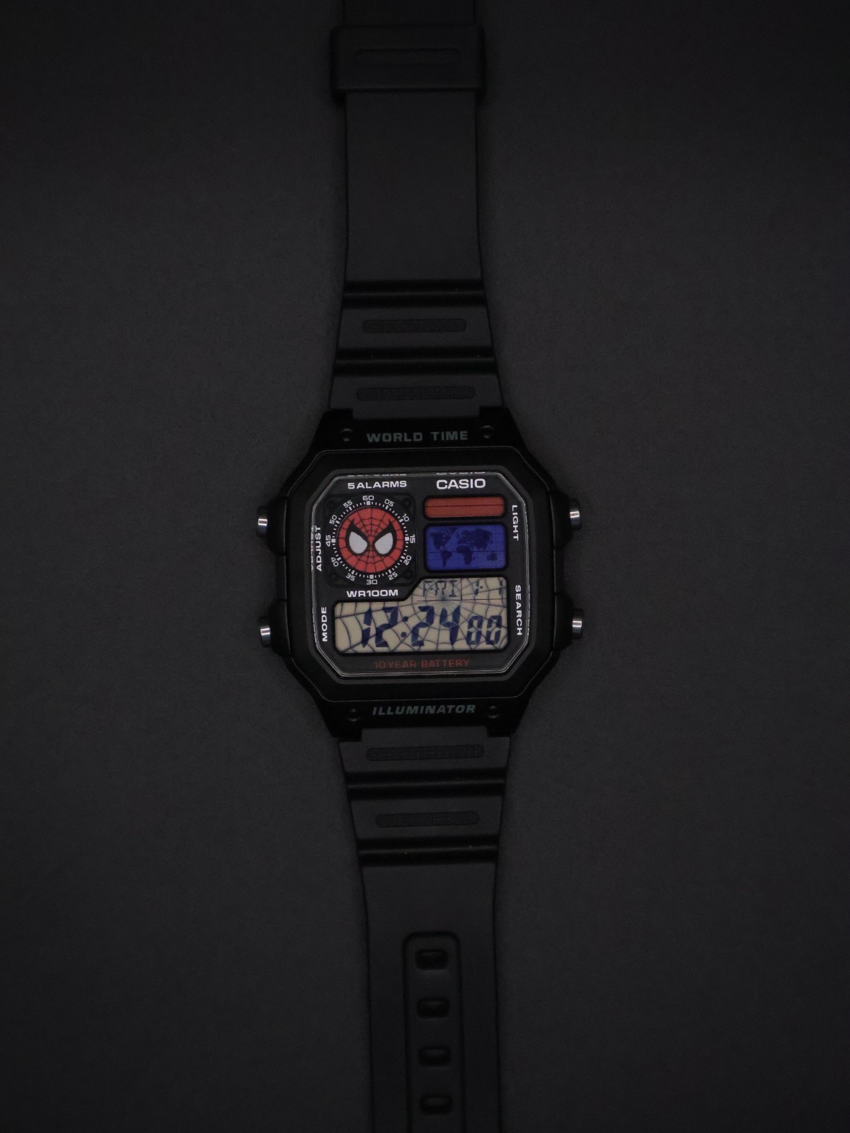 “Underoos” | Custom Spider-Man Casio Watch | Royale | AE-1200WH | 🕷️🕸️🔴 | MOD