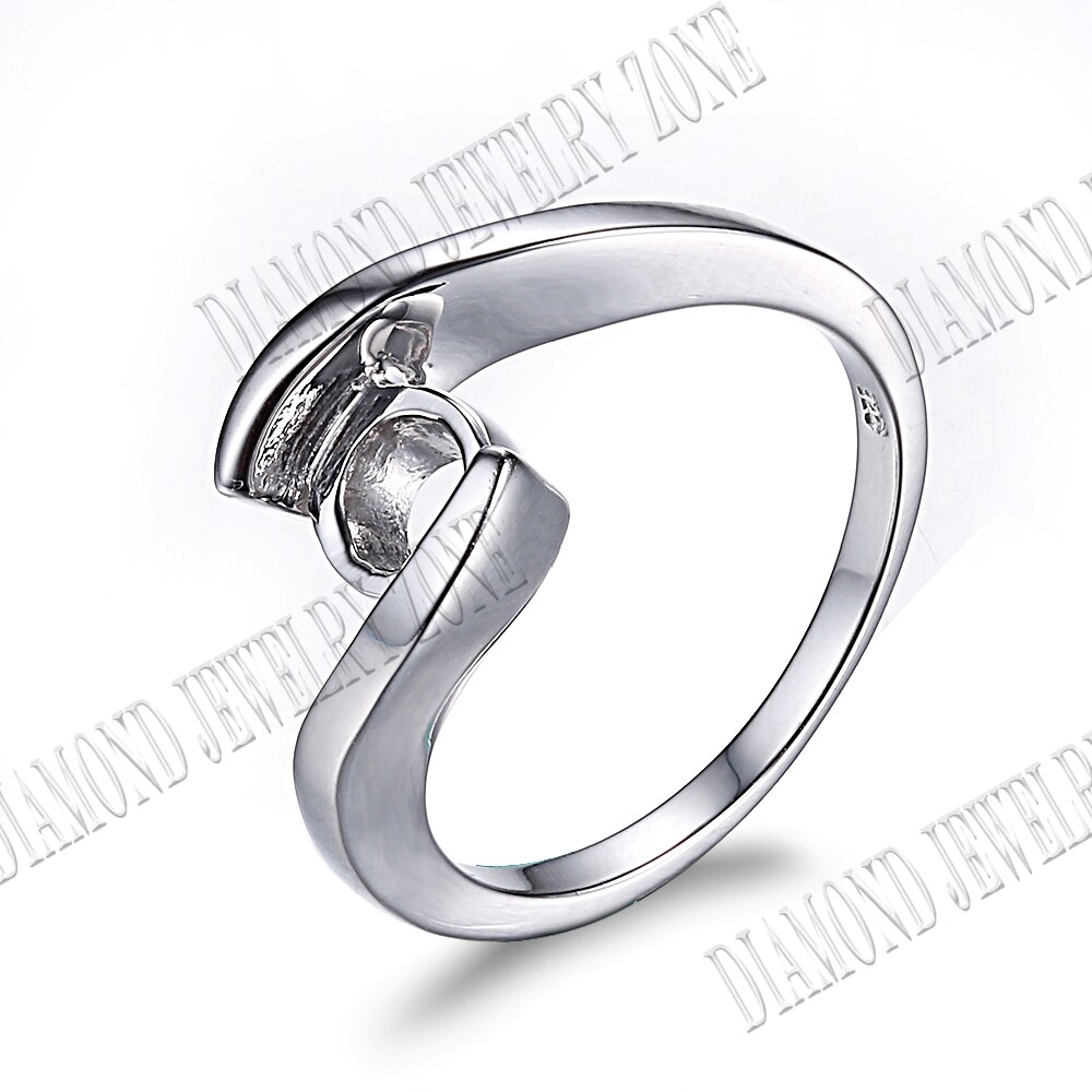 Tension Setting Semi Mount Round 7mm Beautiful Engagement Ring Sterling Silver