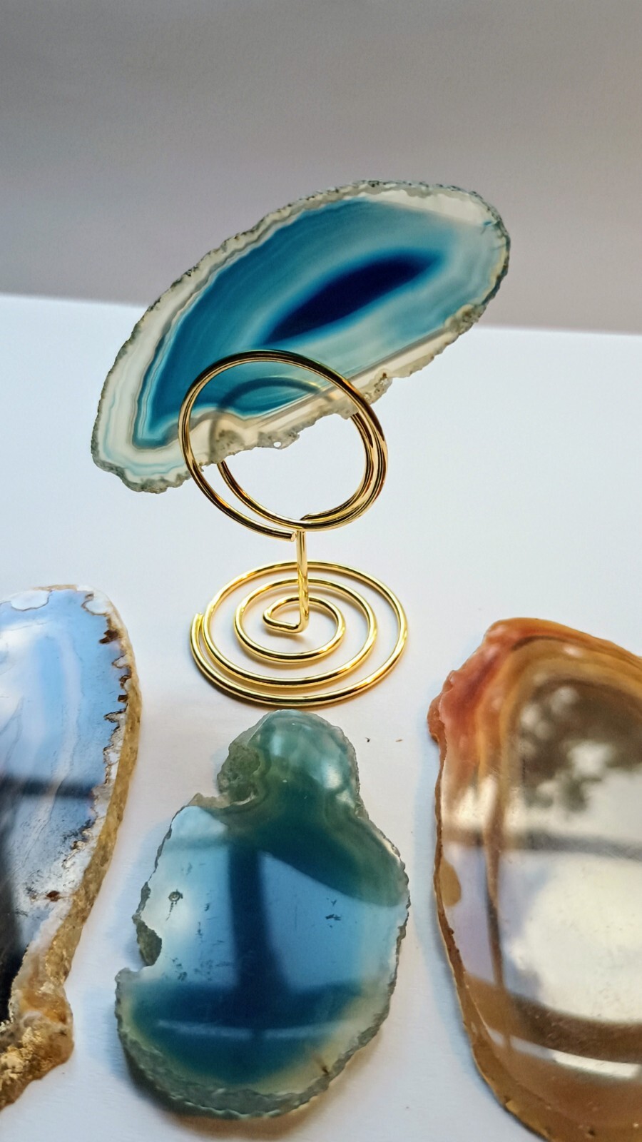 Agates Cut Polished Pieces Ready For Jewelry Making 4 Pieces Blue, Brown