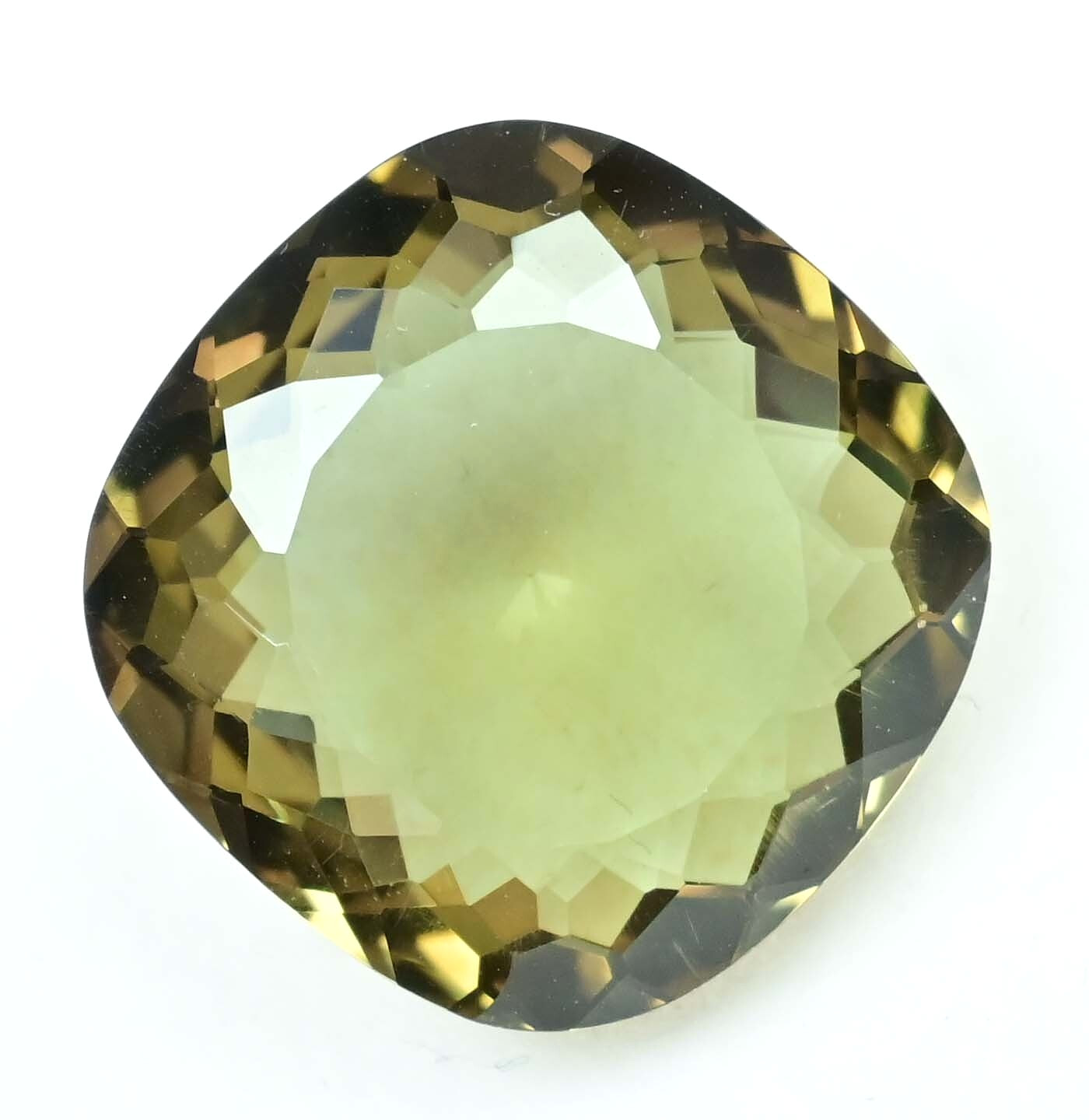 Natural Greenish Moldavite 26.75 Ct Cushion Certified Excellent Loose Gemstone