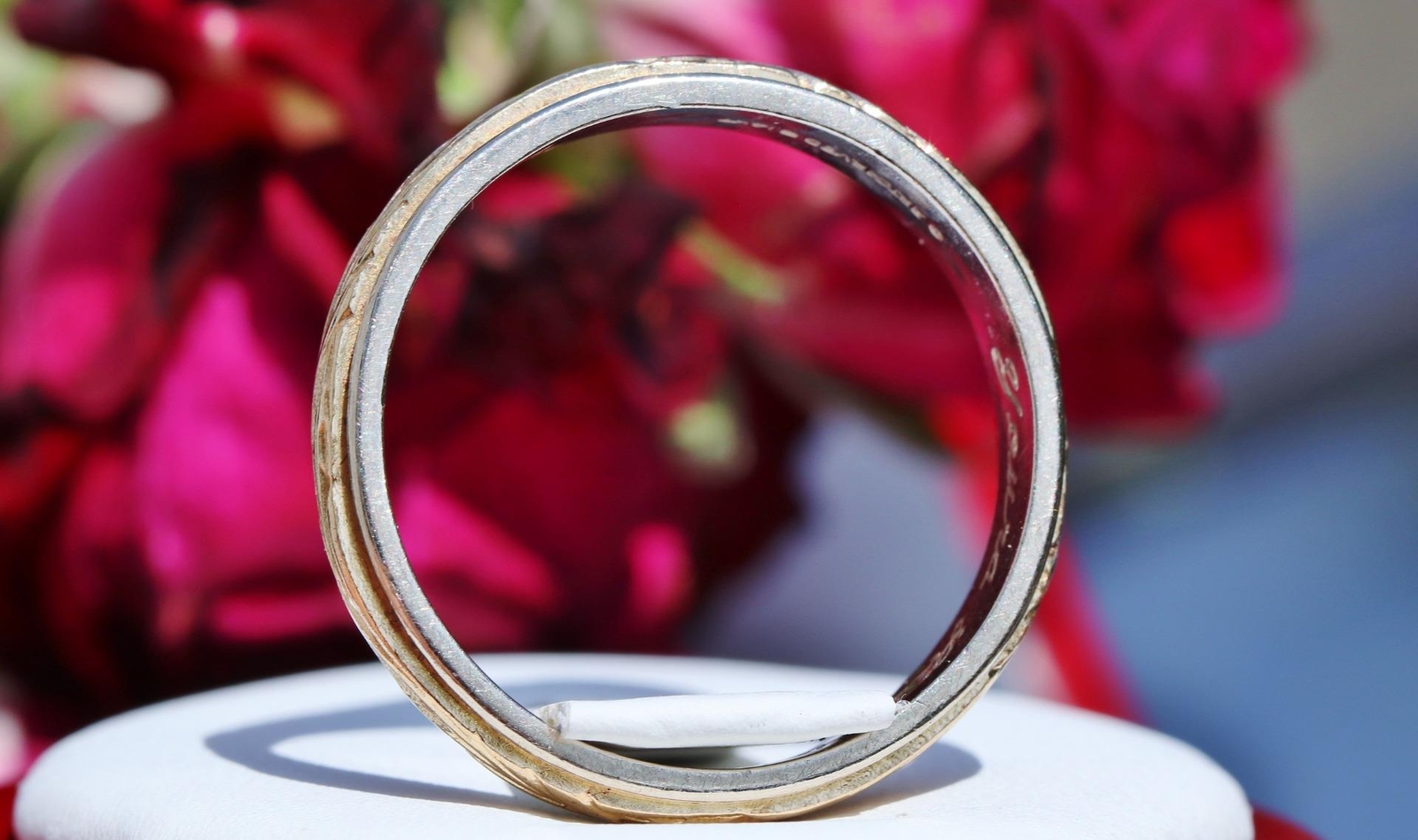 14k multi tone gold wedding band ring size 9.75 handmade antique 4.9gr Artcarved
