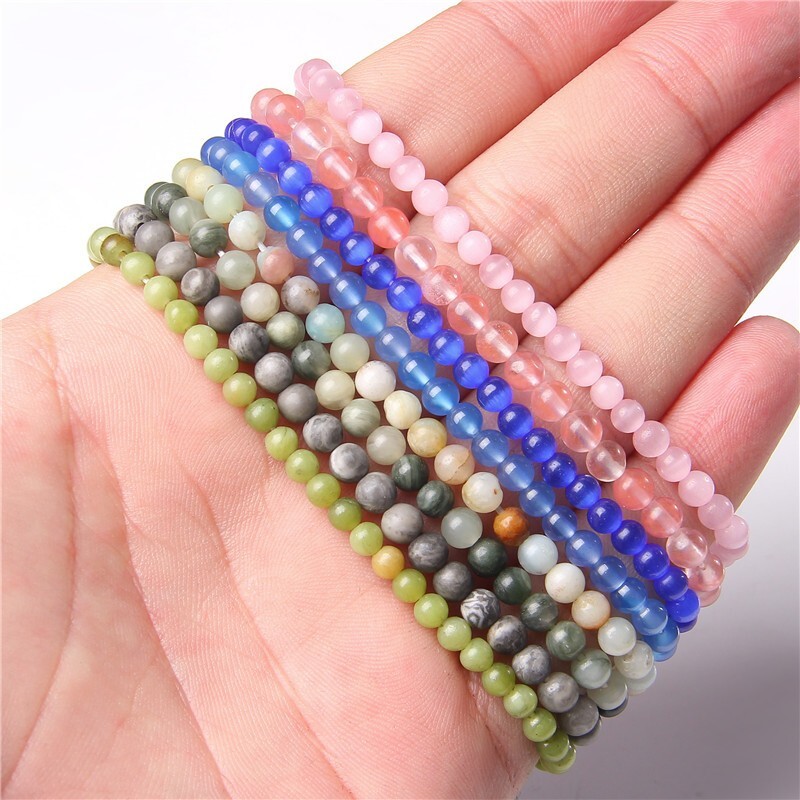 4mm-10mm Natural Gemstone Beaded Stretch Bracelet Crystal Healing Reiki Gifts