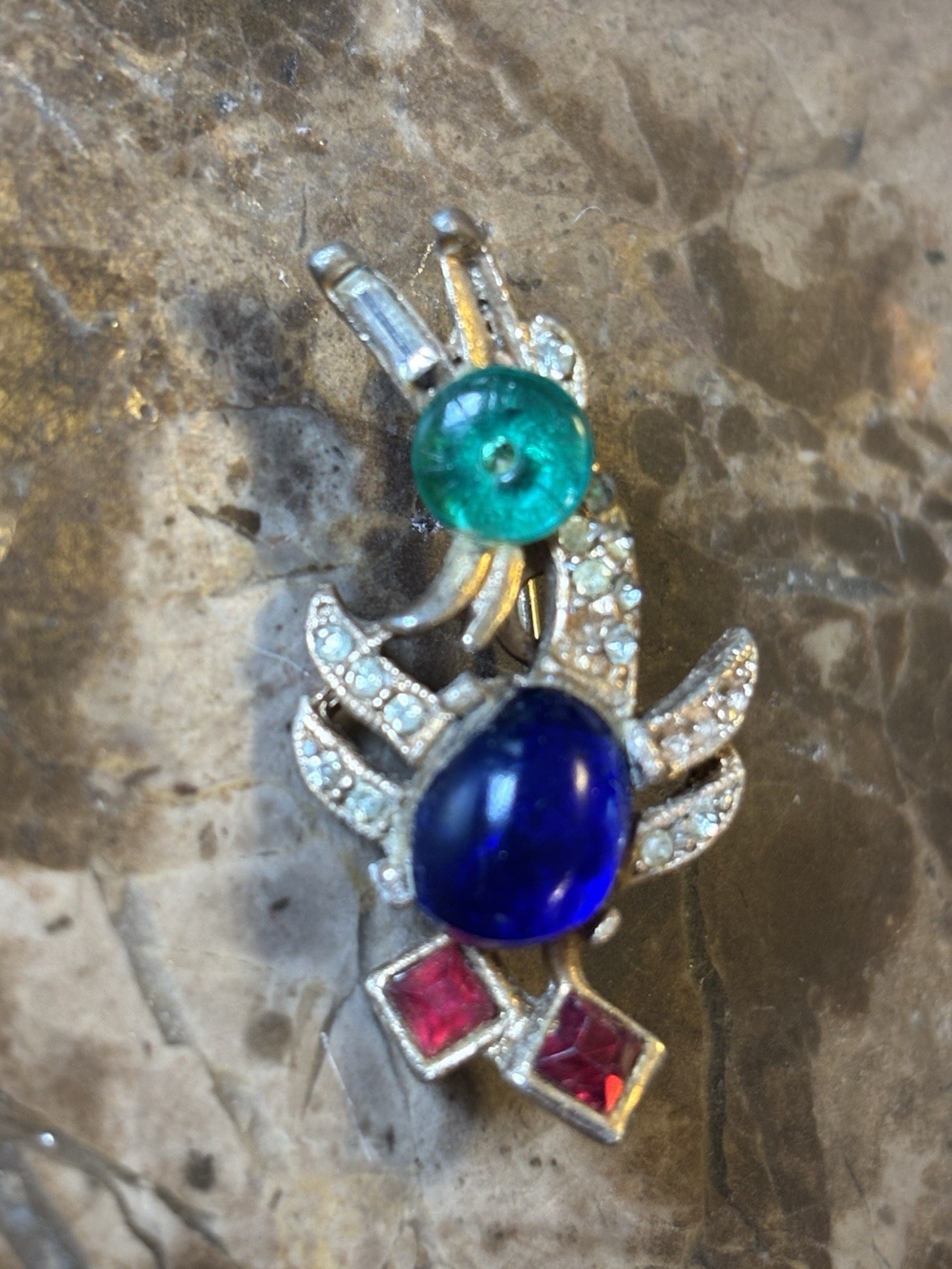 Alfred Philippe silver Tone Brooch Crown Trifari Duck Pin/ some diamonds missing