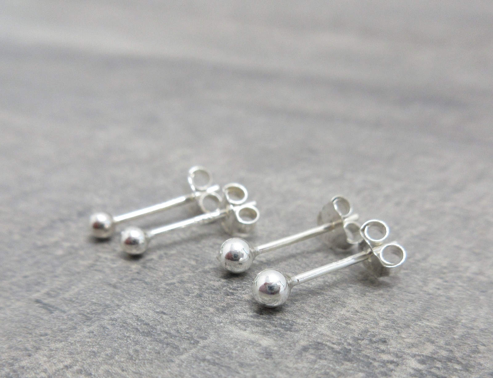 925 STERLING SILVER SMALL BALL EARRINGS POST STUD 1 PAIR 2.0 OR 3.0 mm